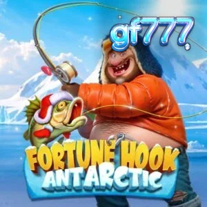 Pemandangan permainan slot Fortune Hook Antarctic dengan tema es dan memancing.